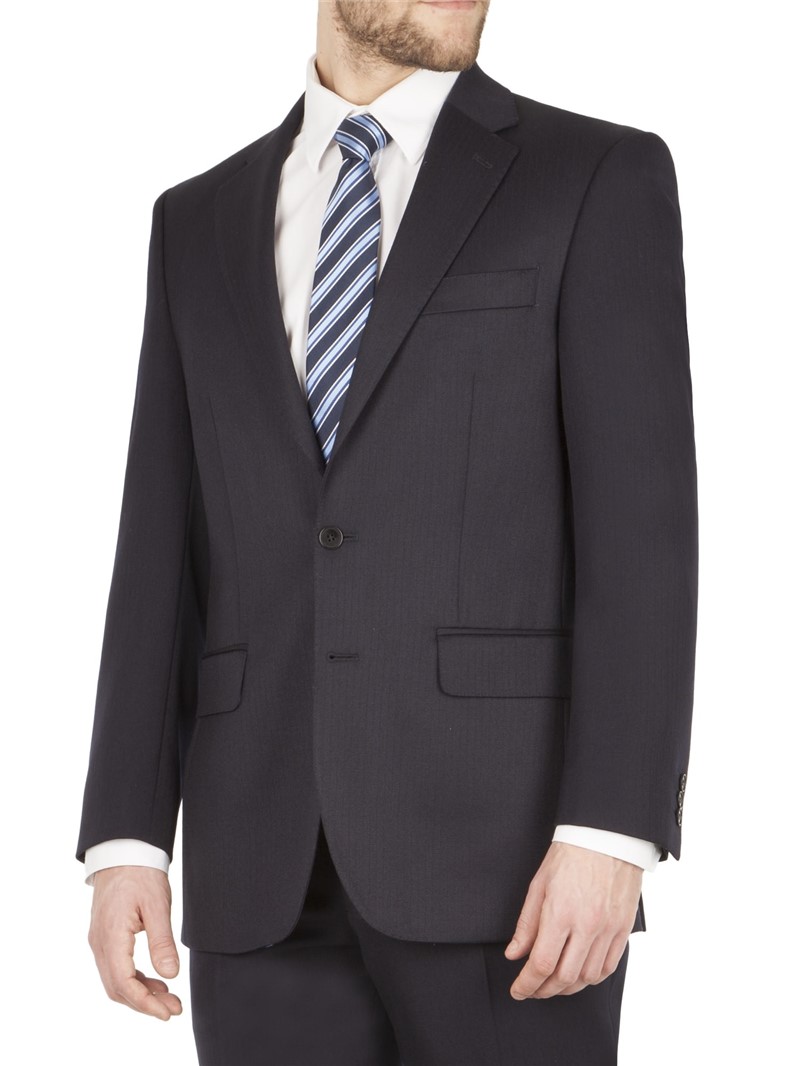  Navy Self Stripe Suit Regular Fit Jacket