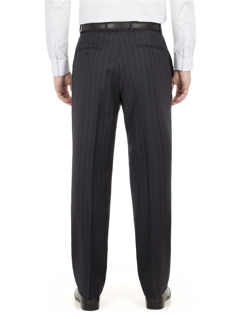  Navy Herringbone Stripe Suit Trouser