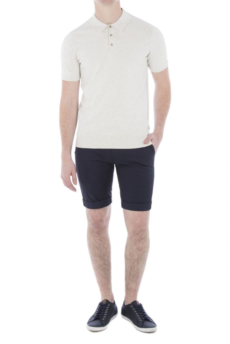 Ben Sherman | Off-White Knitted Polo Shirt | SuitDirect.co.uk
