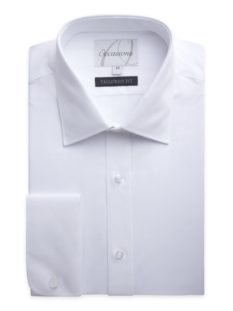  Plain White Tailored Fit Wedding Shirt