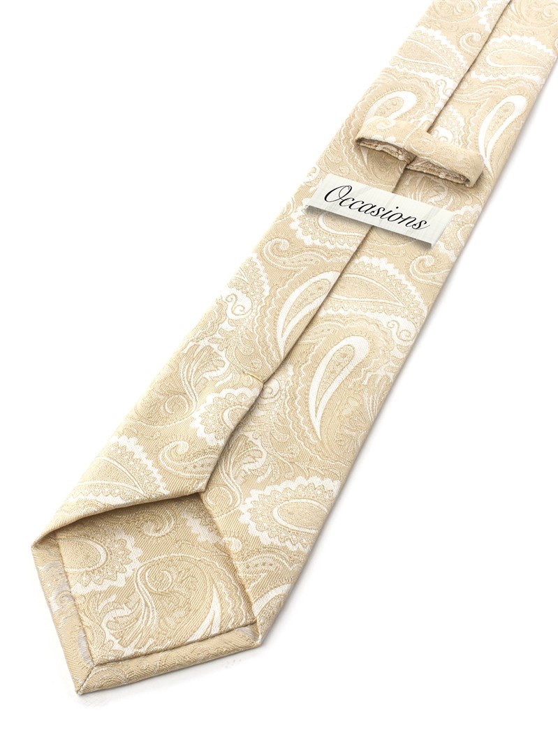  Gold Paisley Jacquard Tie and Pocket Square Set