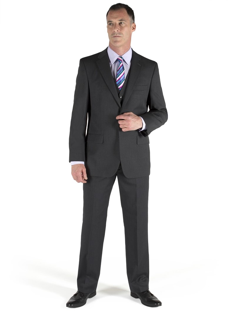  Plain Charcoal Twill Suit Waistcoat