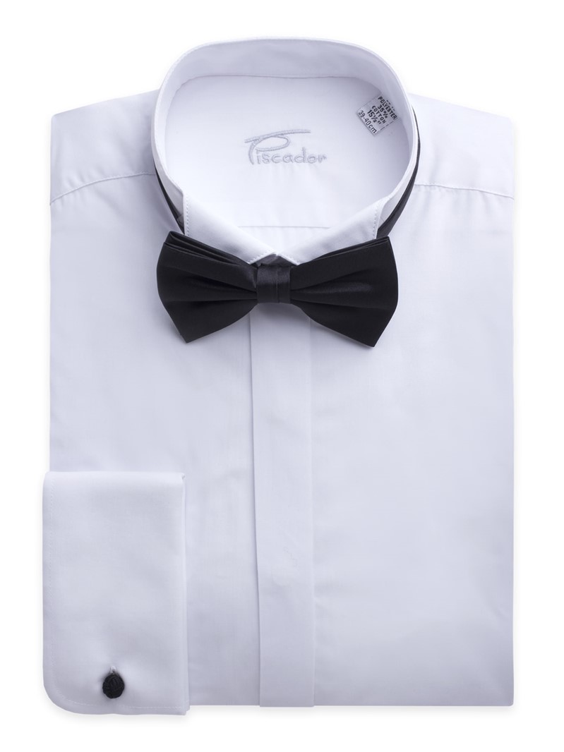  Plain White Dress Shirt with Bow Tie