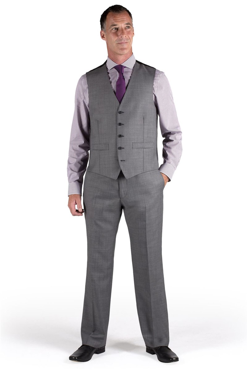  Charcoal Sharkskin Regular Fit Waistcoat