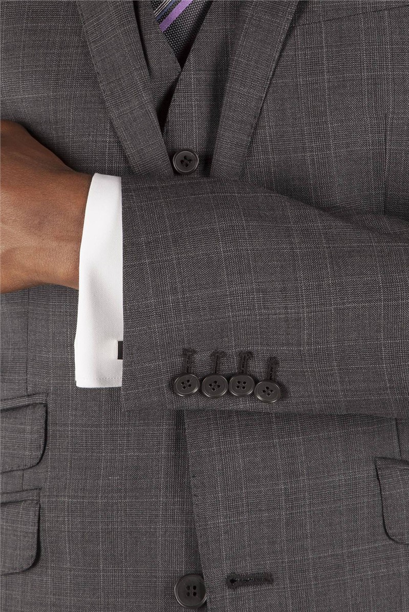  Grey Check Wool Suit Jacket