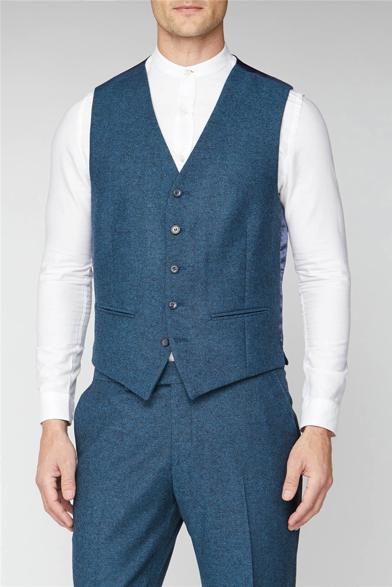 Scott by the Label Blue Donegal Waistcoat SuitDirect.co.uk
