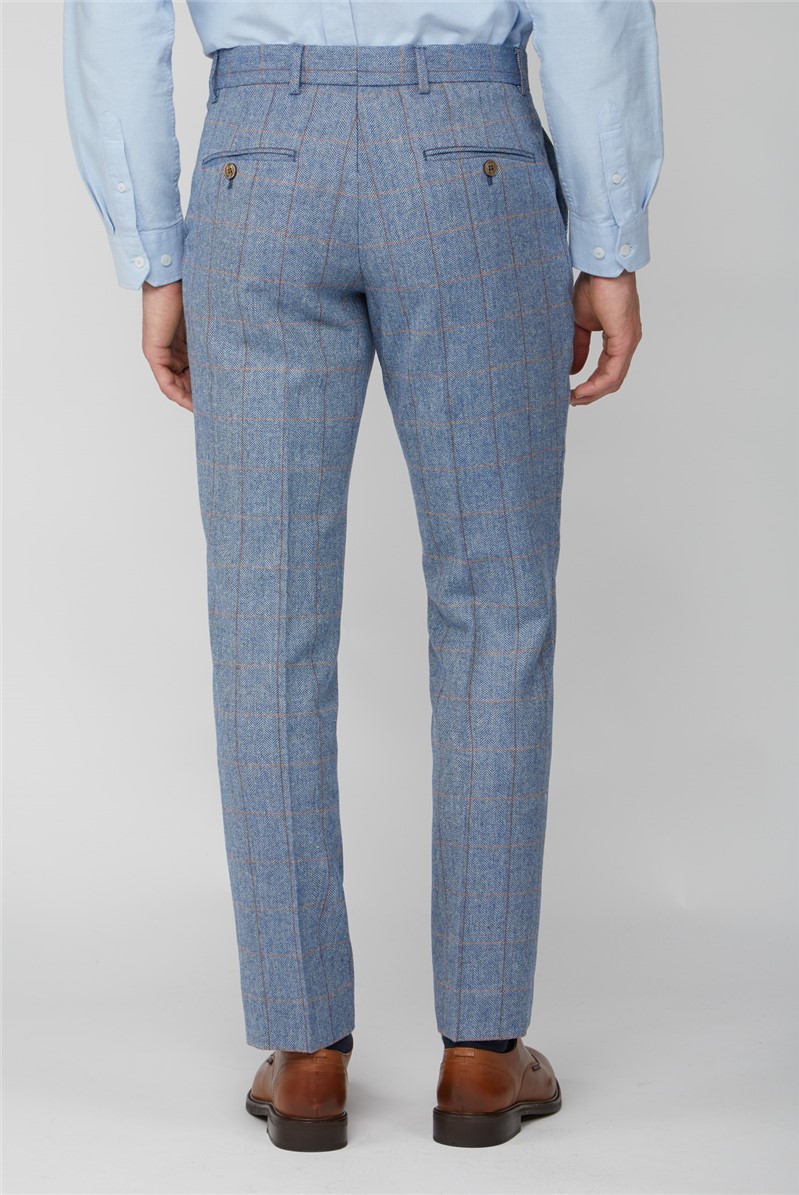 Scott by The Label Mens Blue Herringbone Trouser Suit Direct