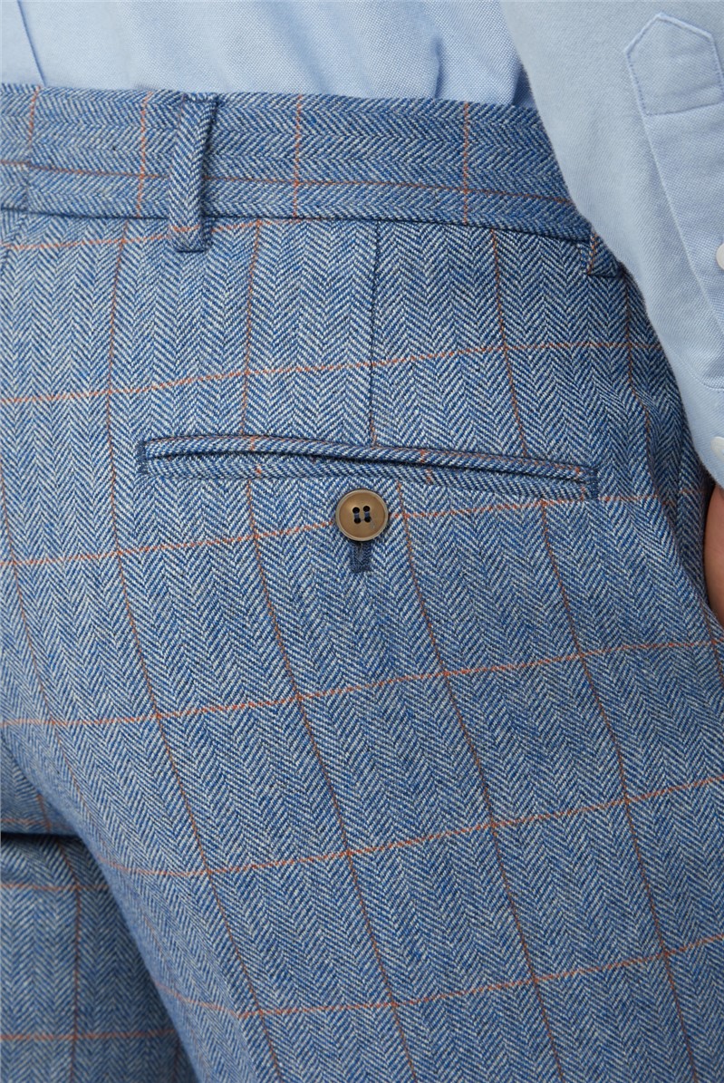 Scott by The Label Mens Blue Herringbone Trouser Suit Direct