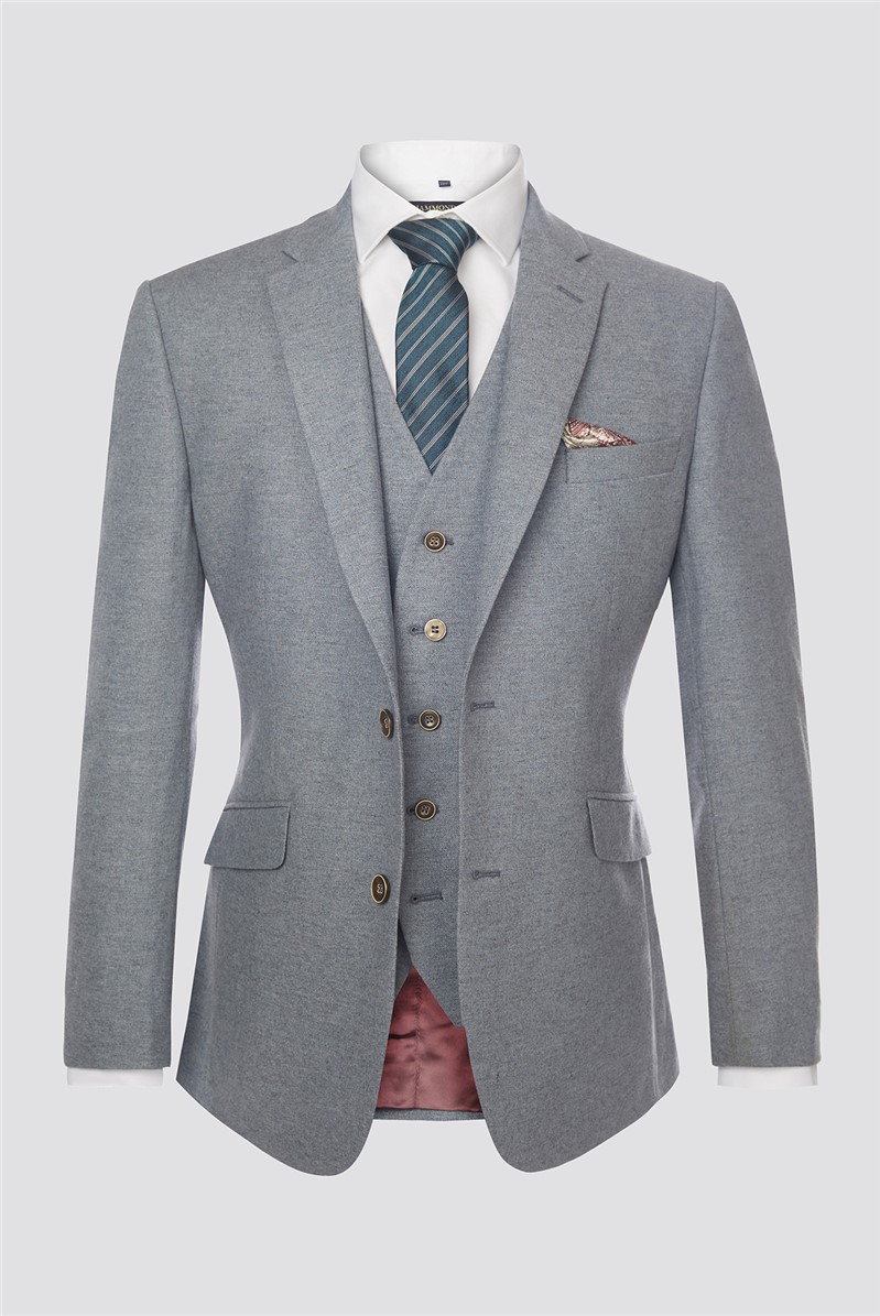  Tailored Fit Grey Donegal Contemporary Suit Jacket