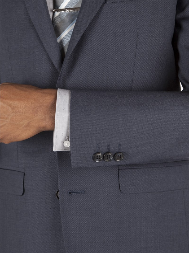  Blue Sharkskin Tailored Fit Suit