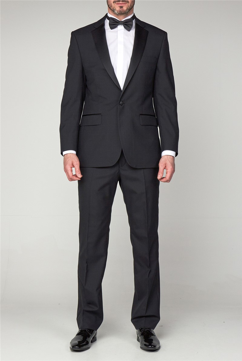  Classic Fit Plain Black Tie Jacket