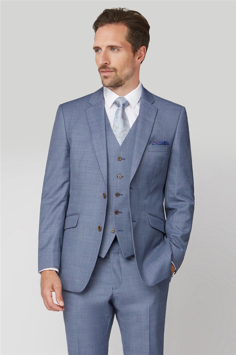 Scott by the Label | Blue Sharkskin Slim Suit | SuitDirect.co.uk