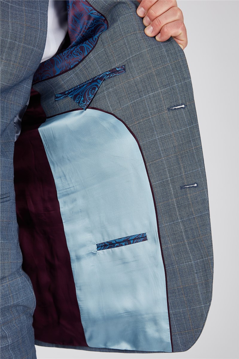  Tailored Fit Light Blue Sharkskin Suit