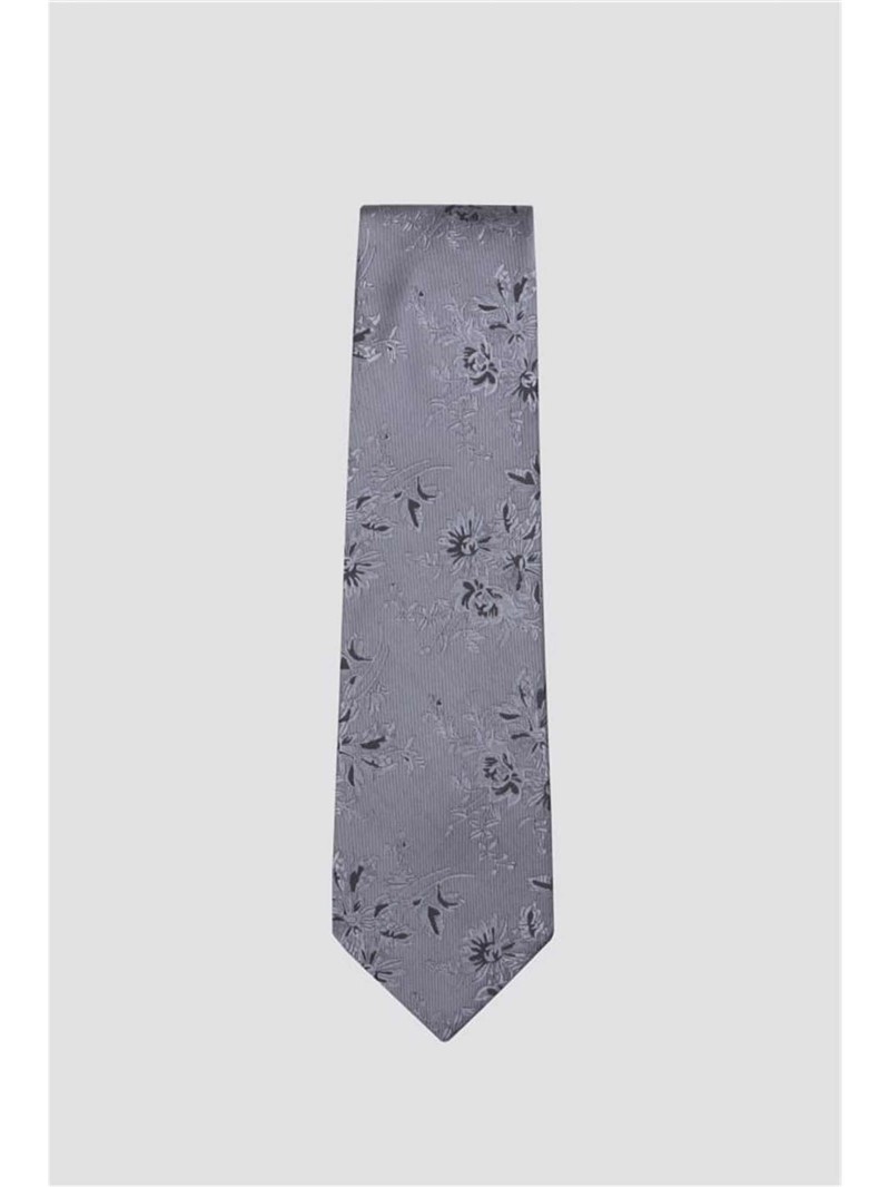  Grey Jacquard Floral Tie