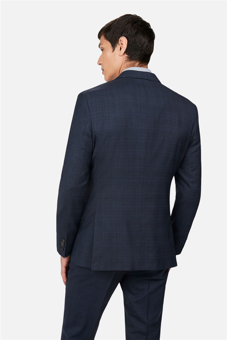  Slim Fit Navy Tonal Check Suit Jacket