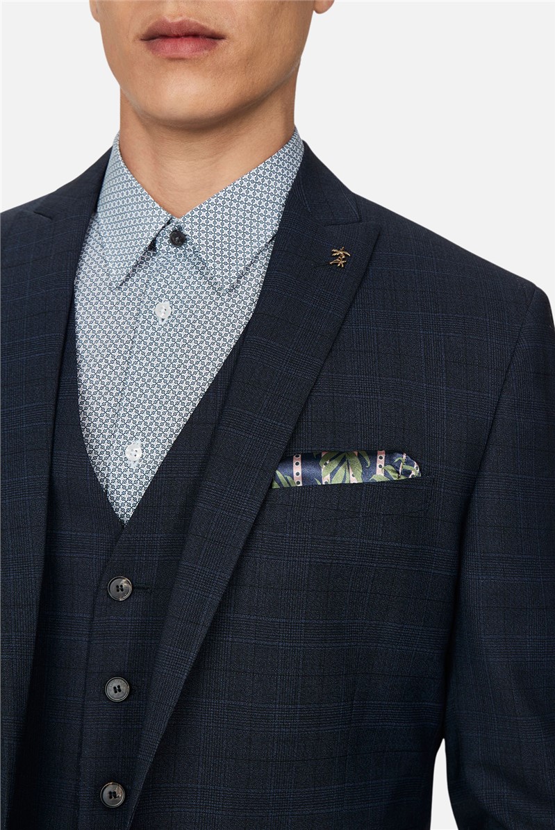  Slim Fit Navy Tonal Check Suit Jacket