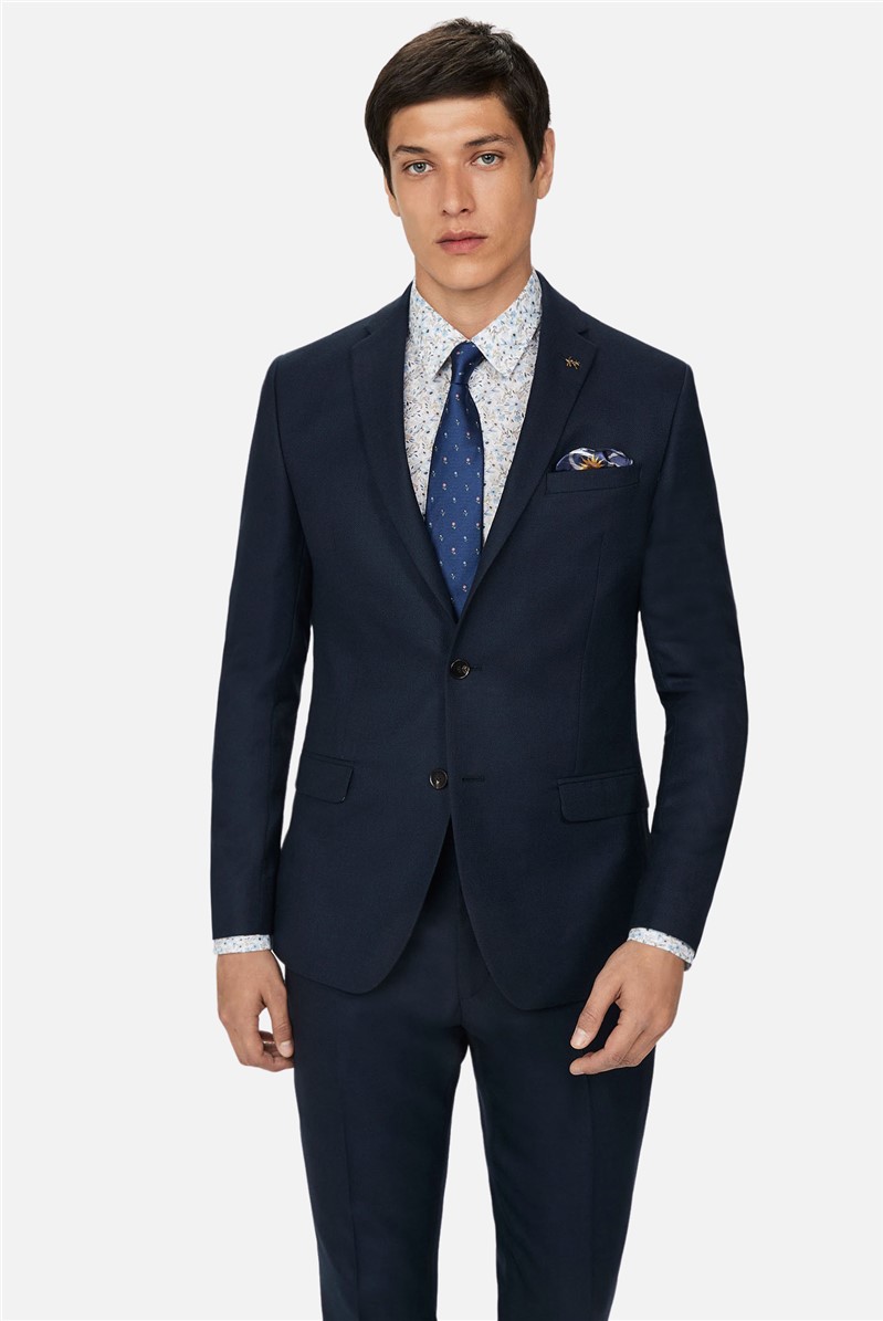  Slim Fit Navy Texture Suit Jacket