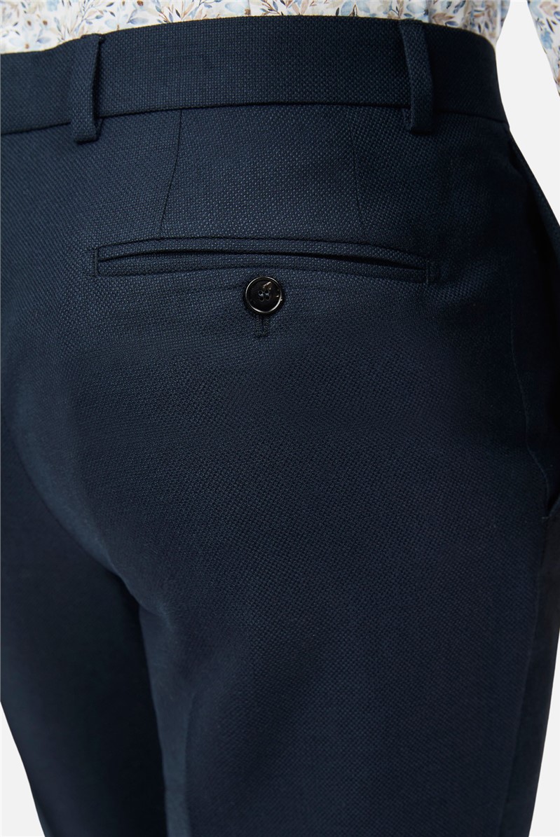  Slim Fit Navy Texture Suit Trousers