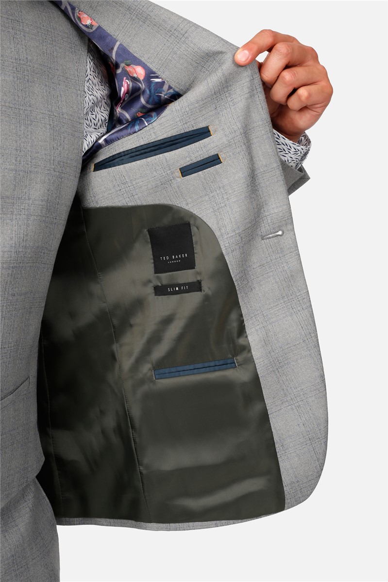  Light Grey Blue Check Slim Fit Waistcoat