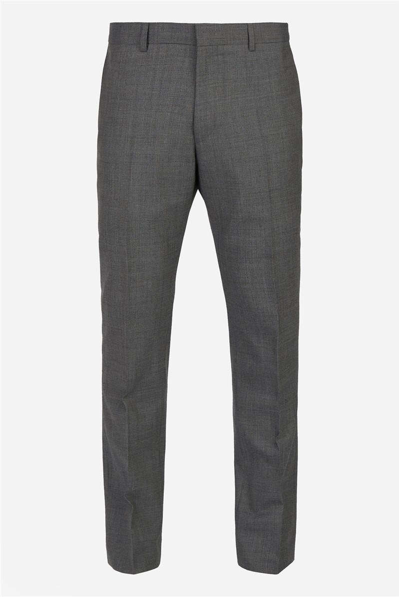  Slim Fit Grey Blue Textured Suit Trousers