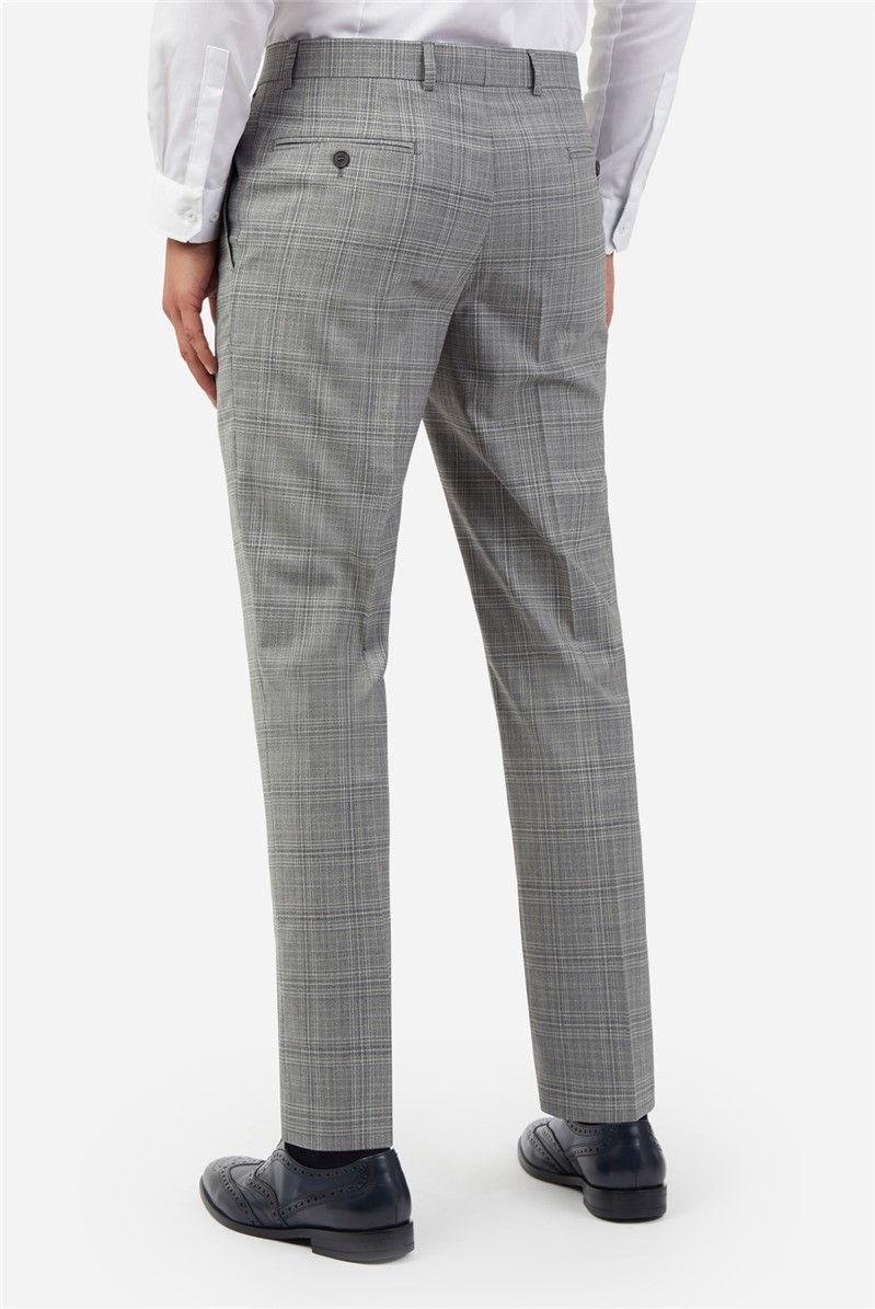  Slim Fit Light Grey Tonal Checked Suit Trousers