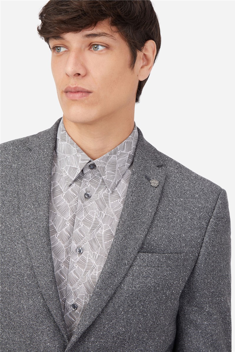  Slim Fit Salt and Pepper Herringbone Jacket