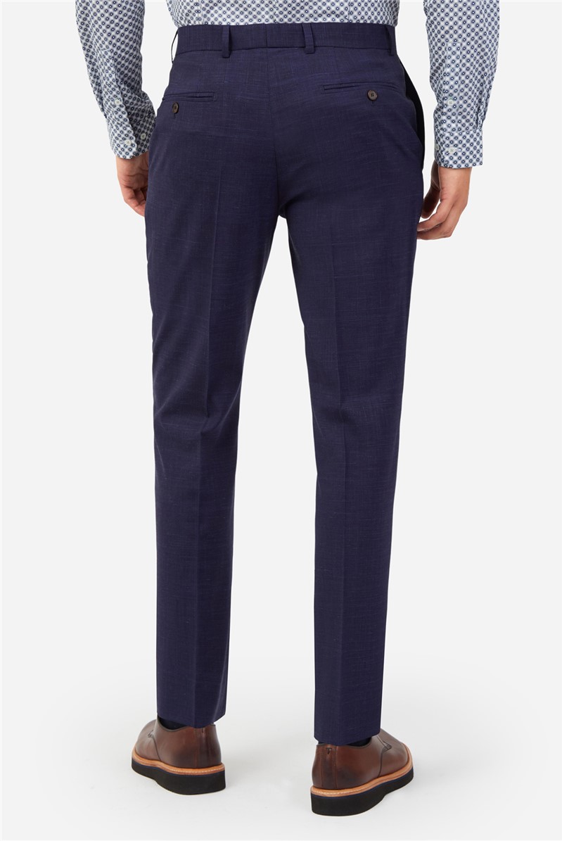  Slim Fit Navy Crosshatch Check Suit Trousers