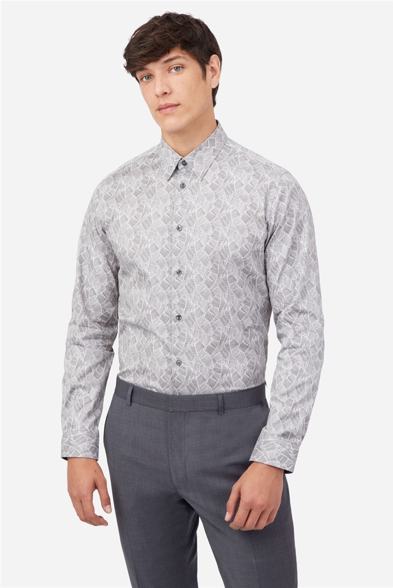  Grey Feather Print Shirt