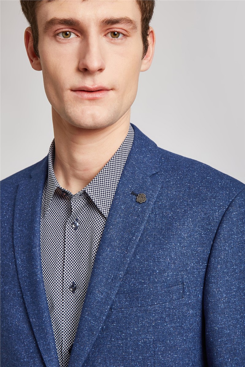  Slim Fit Bright Blue Speckle Jacket