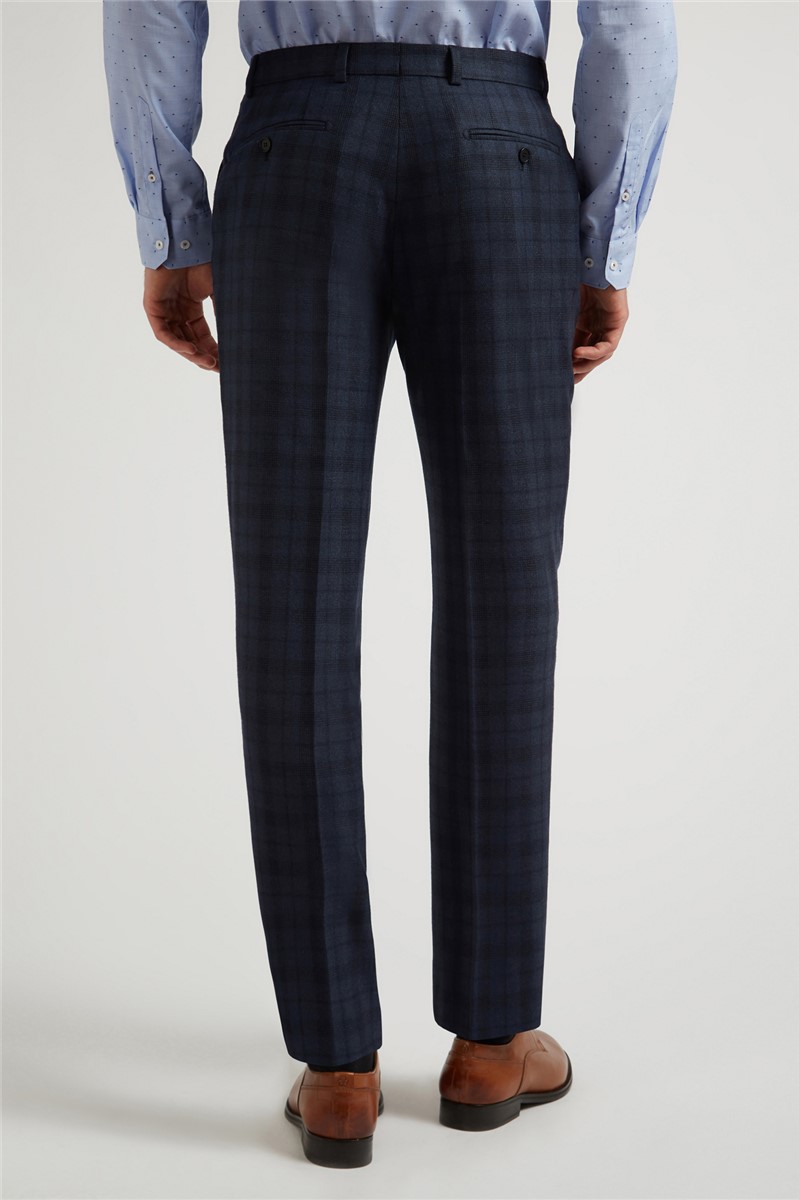 Ted Baker Navy Tonal Check Trousers