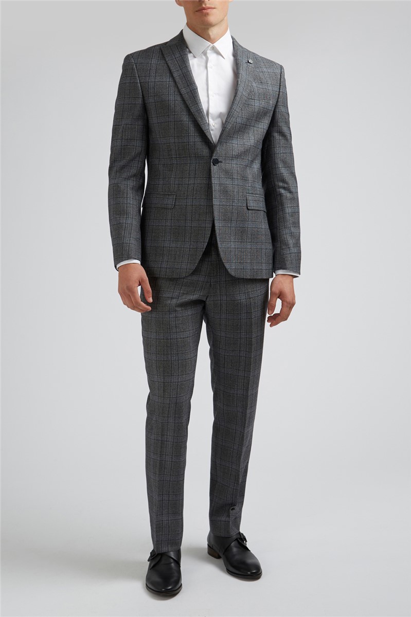  Blue Prince of Wales Check Slim Fit Trousers