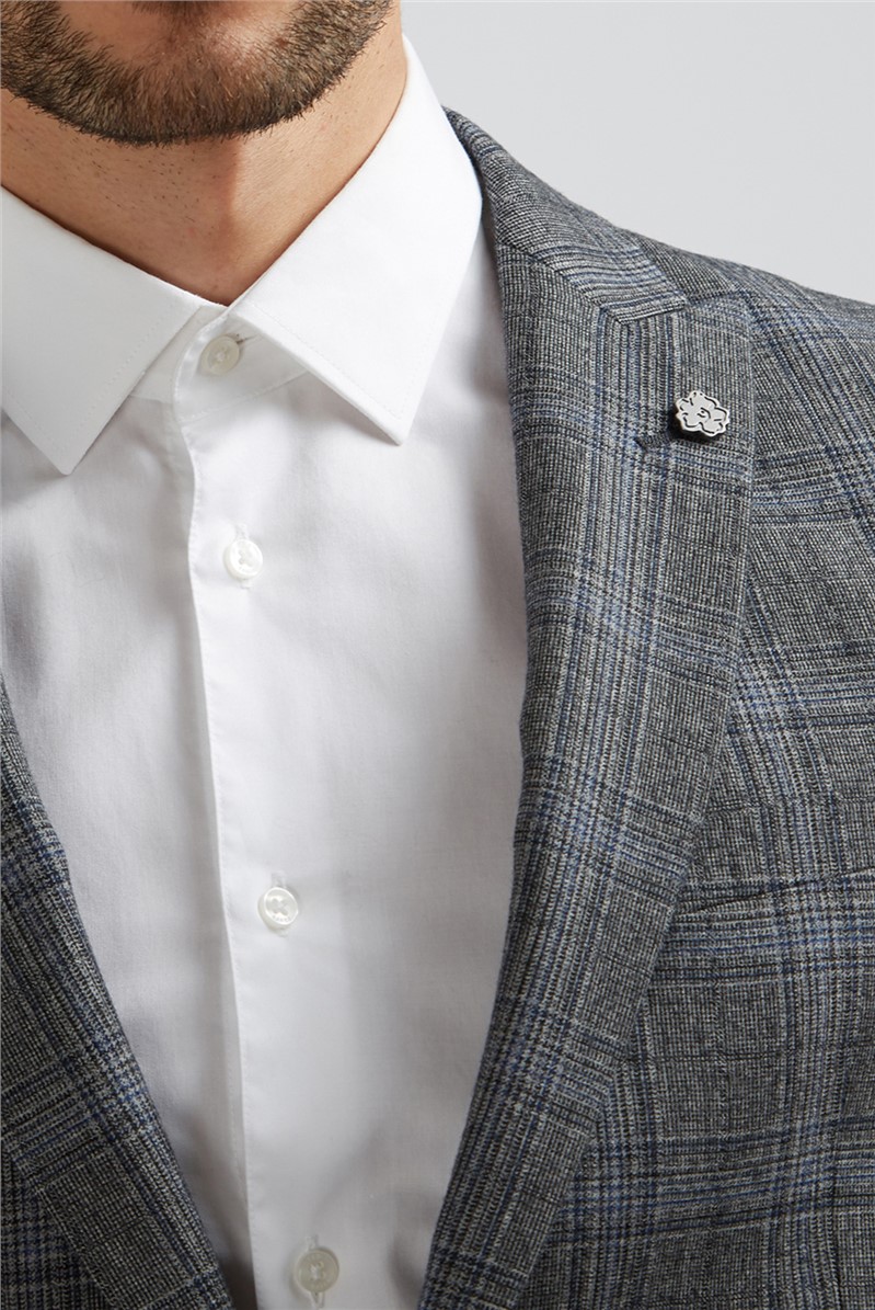  Blue Prince of Wales Check Slim Fit Trousers