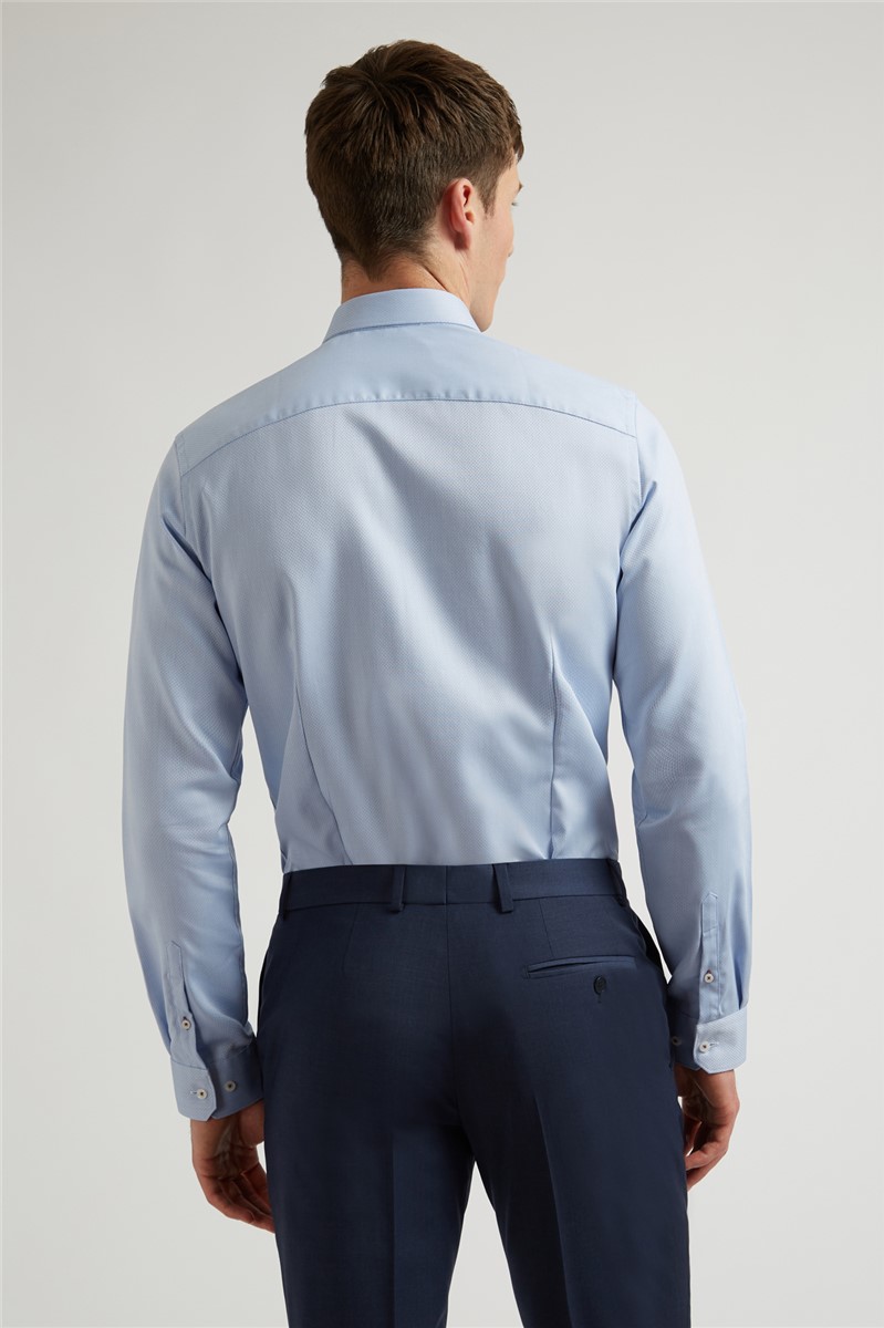  Blue Texture Slim Fit Shirt