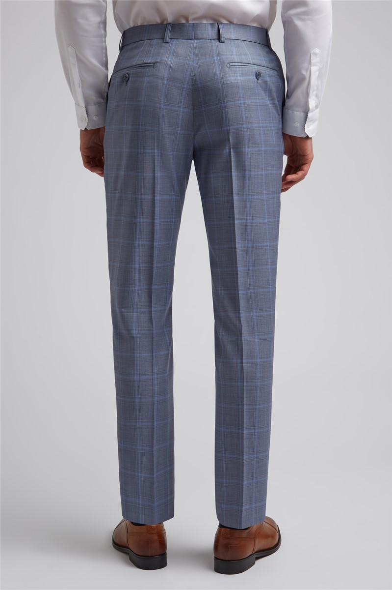 Ted Baker Soft Blue Overcheck Slim Fit Trousers