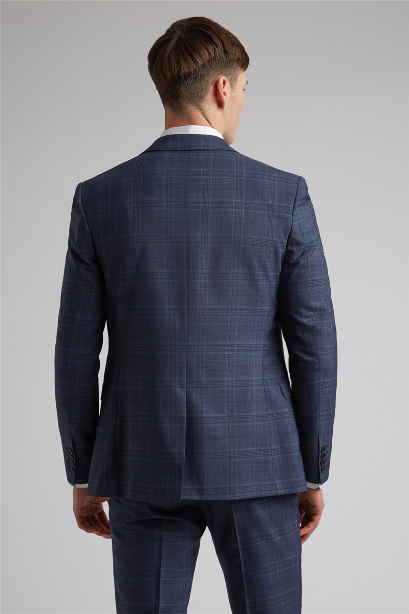  Navy Tonal Check Slim Fit Jacket