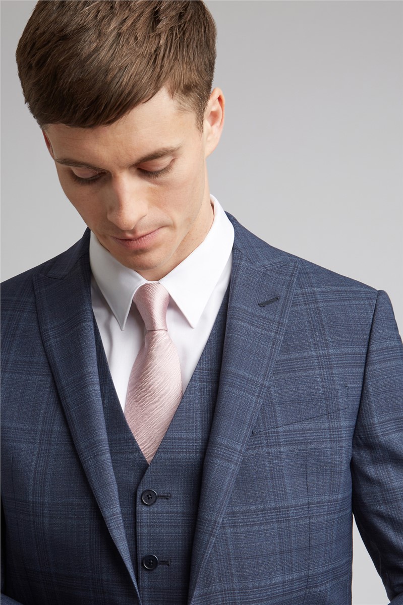  Navy Tonal Check Slim Fit Jacket