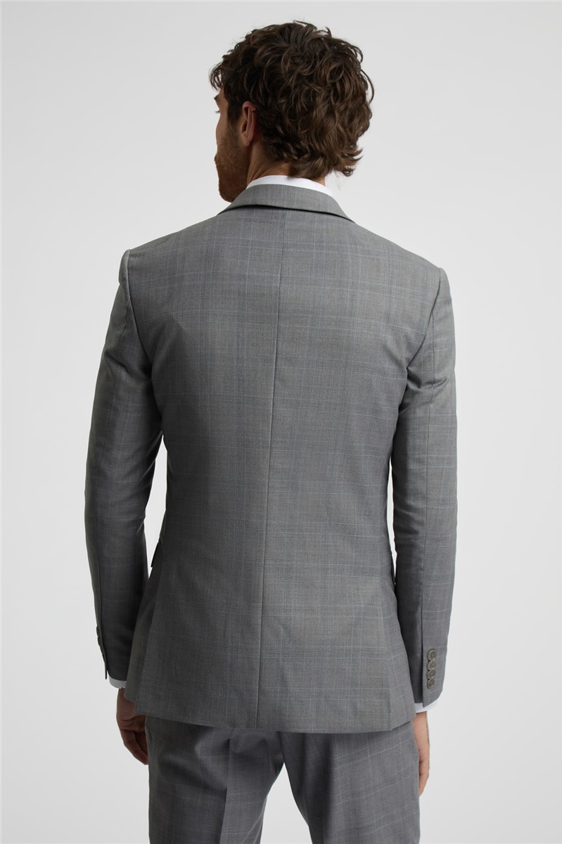  Slim Fit Grey Soft Check Waistcoat