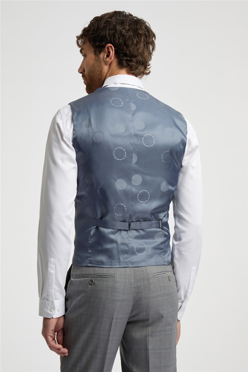  Slim Fit Grey Soft Check Waistcoat