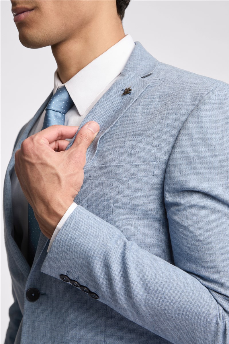  Slim Fit Hydra Blue Linen Suit