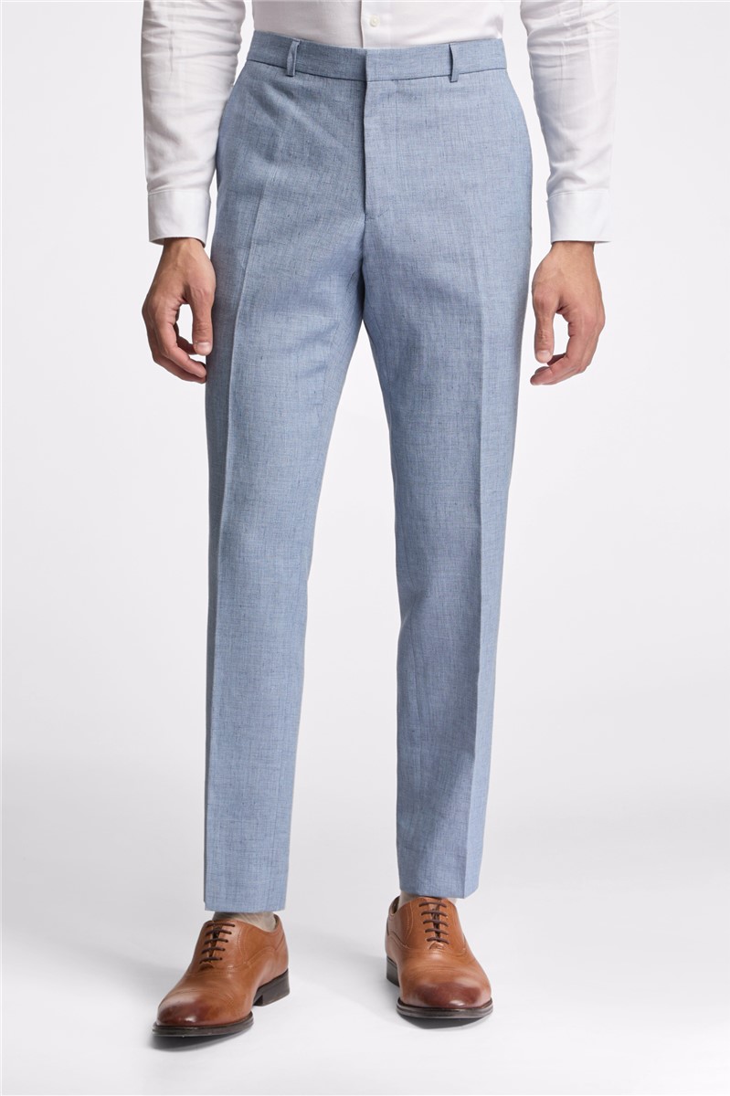  Slim Fit Hydra Blue Linen Suit