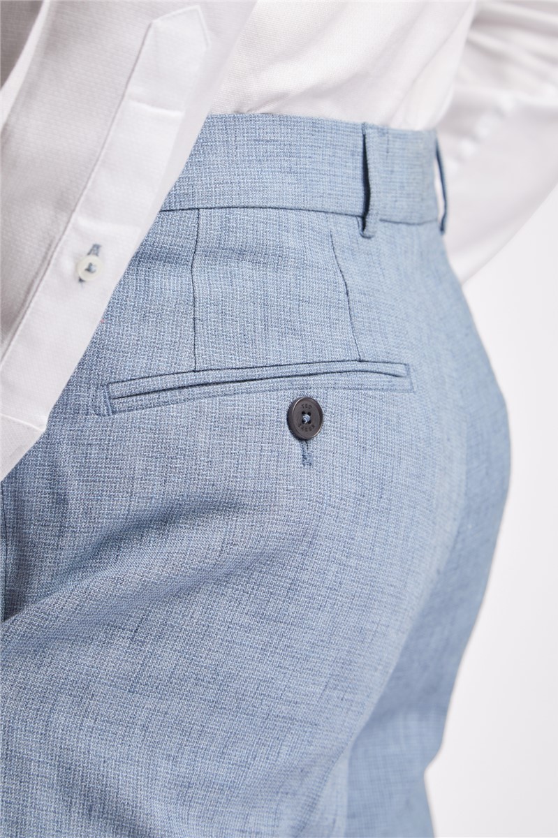  Slim Fit Hydra Blue Linen Suit