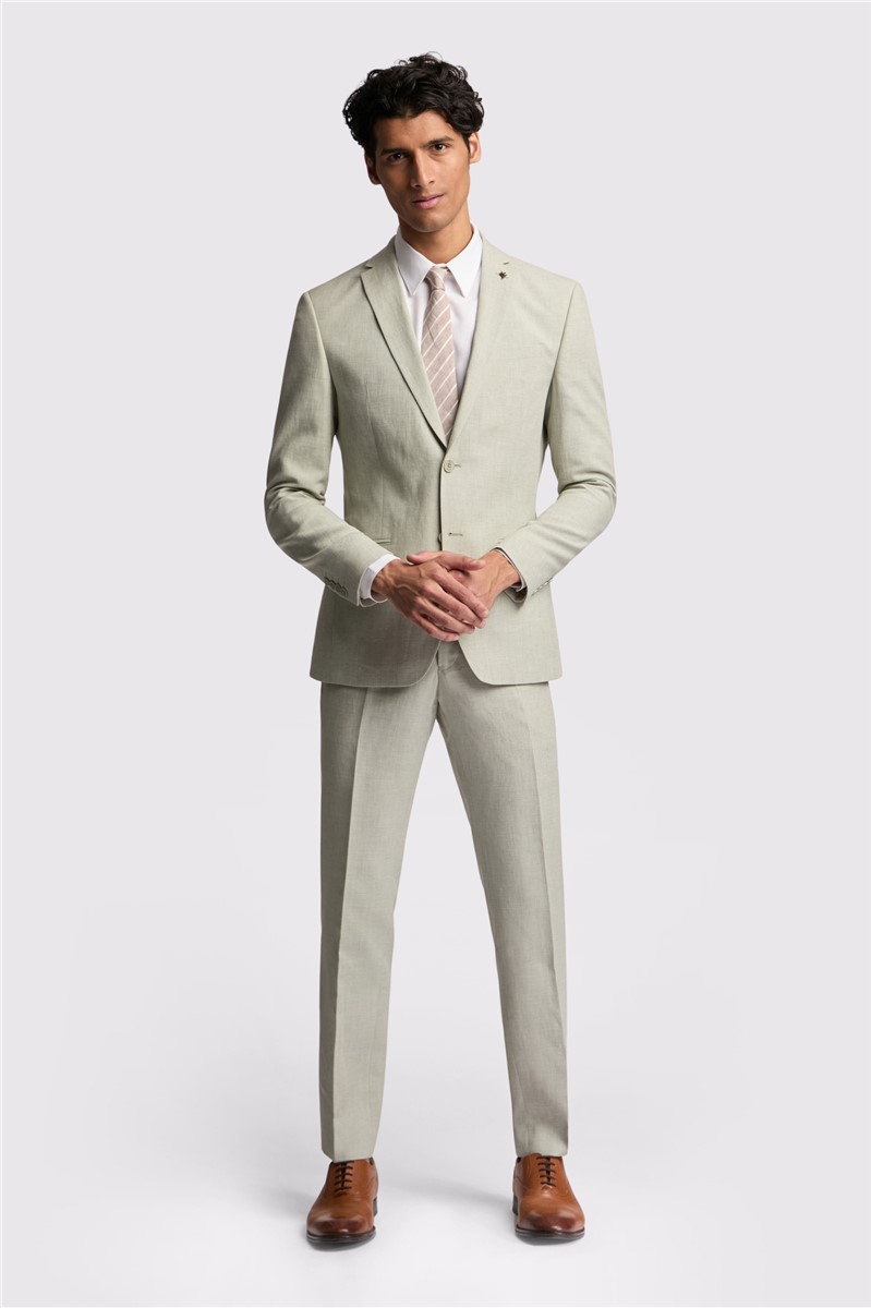  Slim Fit Leo Pistachio Linen Suit