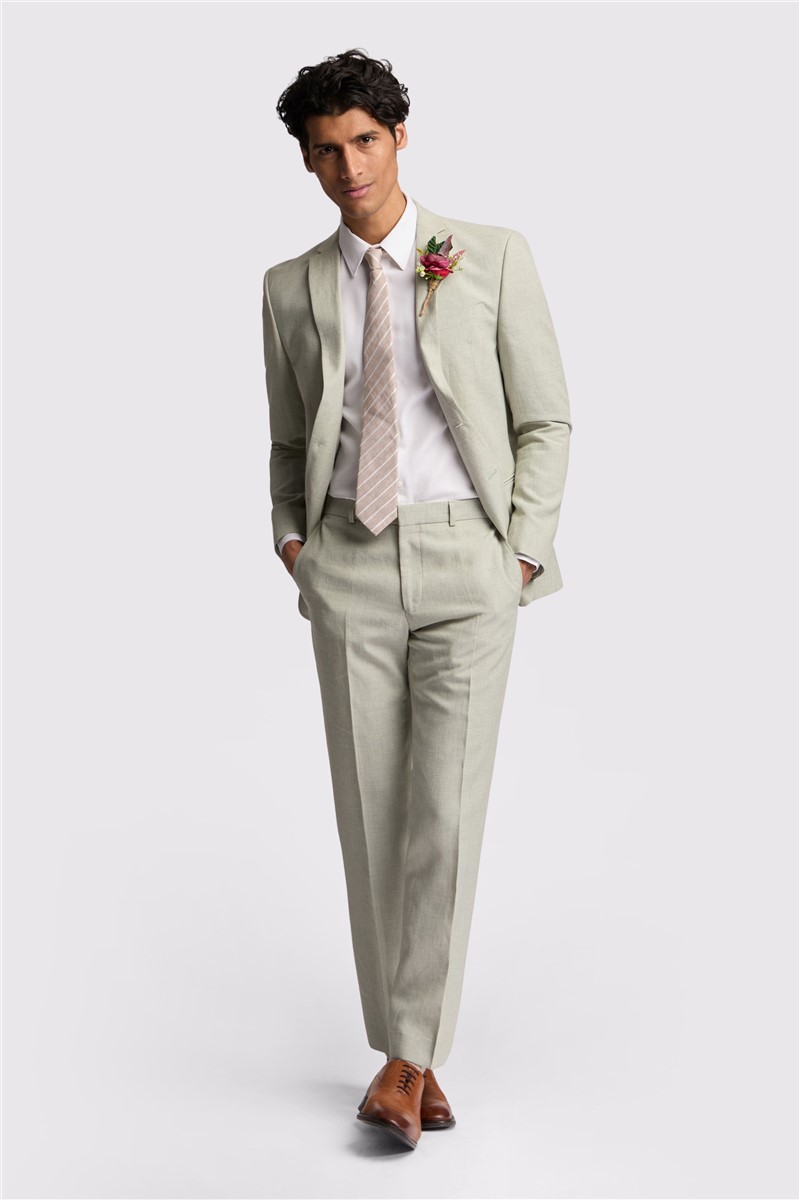 Slim Fit Leo Pistachio Linen Suit
