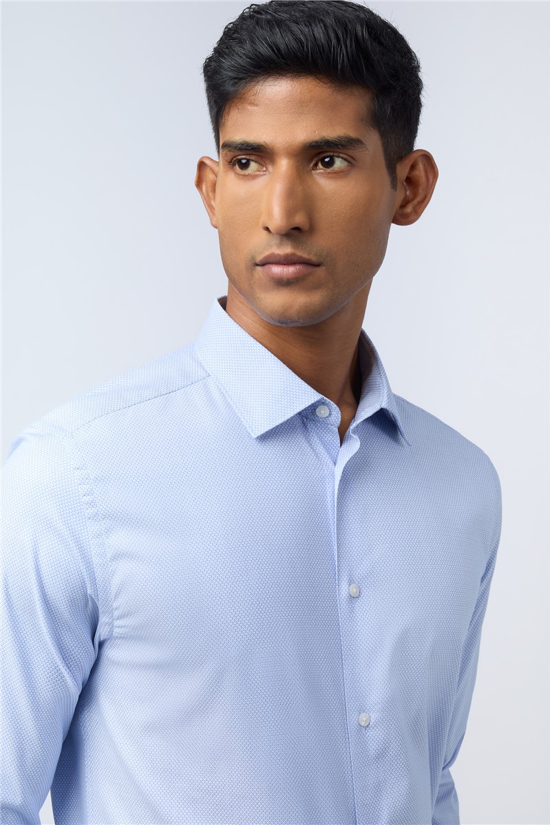  Slim Fit Elara Blue Geo Diamond Shirt