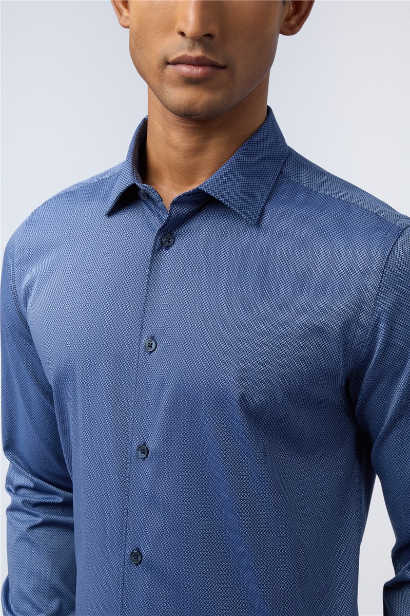  Slim Fit Leda Navy Micro Geo Shirt