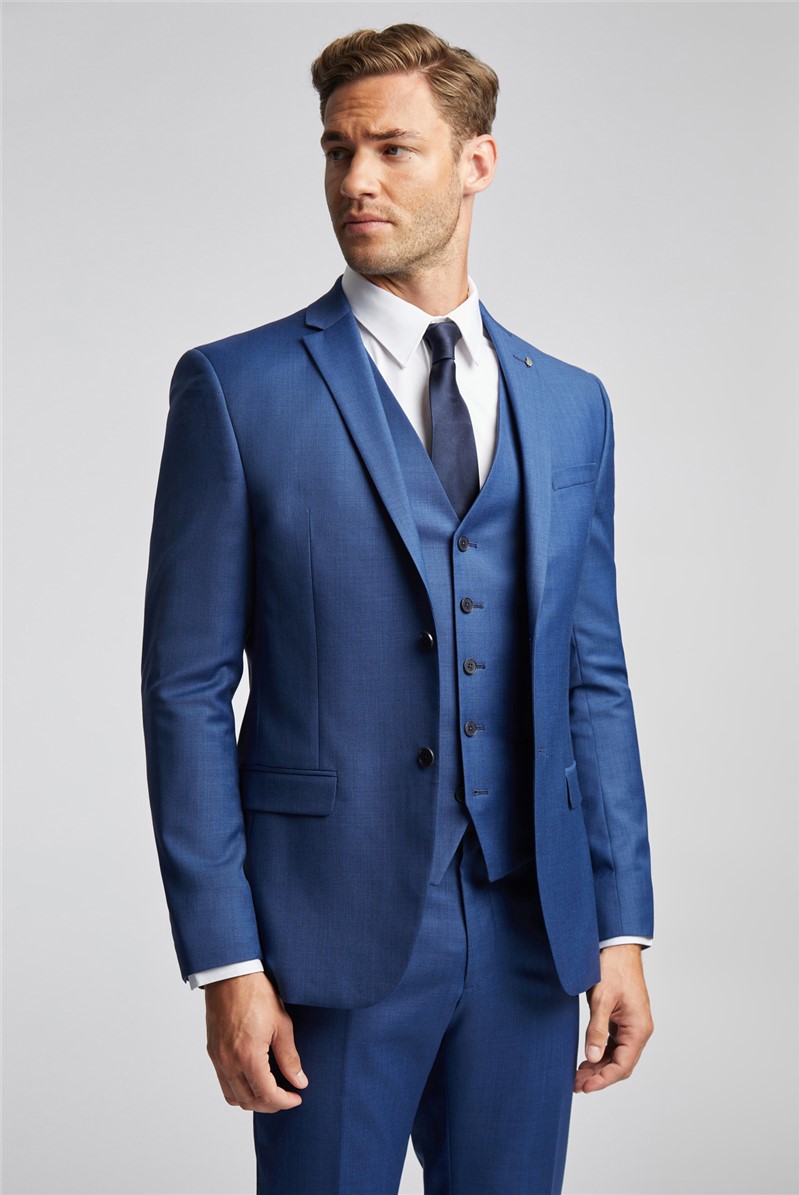  TED BAKER SLIM FIT COBALT SHARKSKIN JACKET