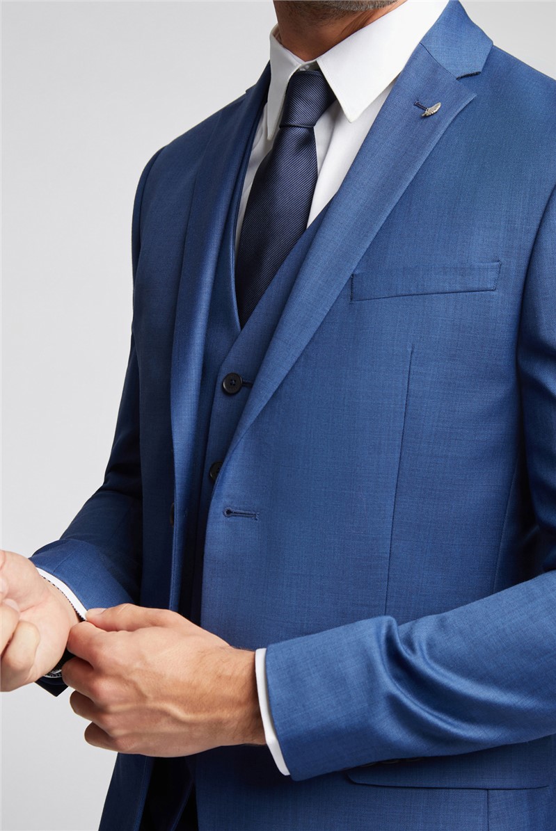  TED BAKER SLIM FIT COBALT SHARKSKIN JACKET