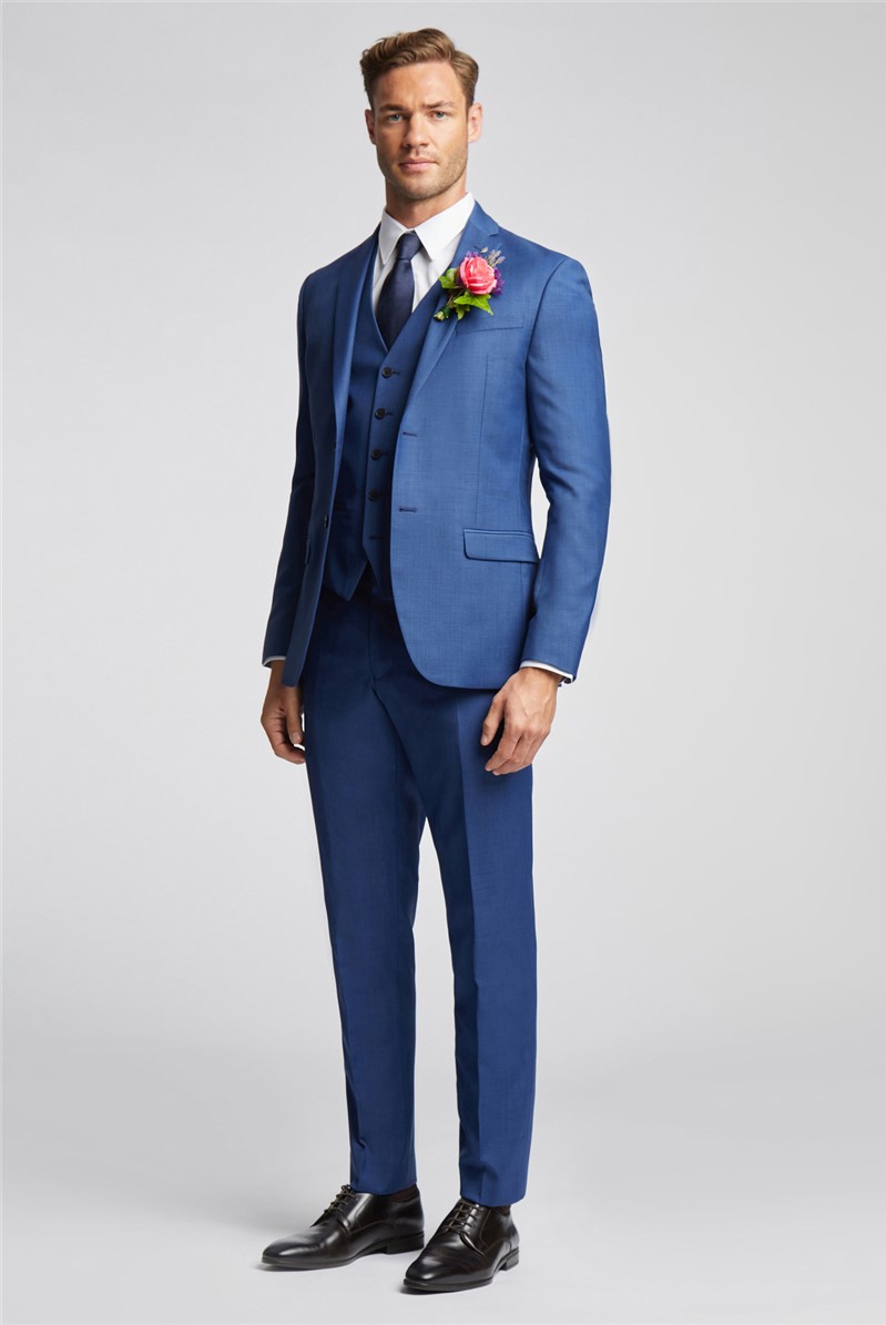  TED BAKER SLIM FIT COBALT SHARKSKIN JACKET