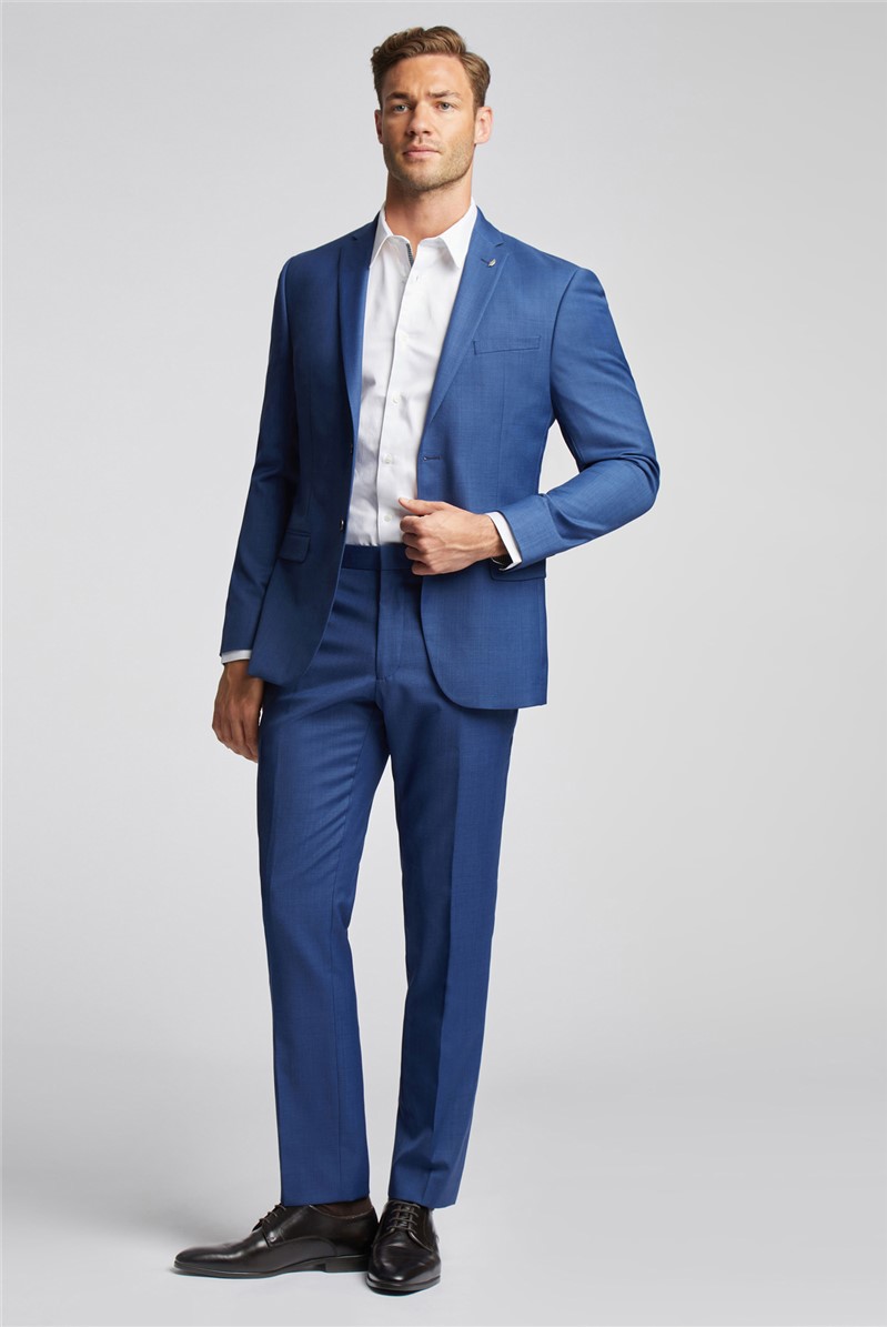  Slim Fit Cobalt Sharkskin Trousers