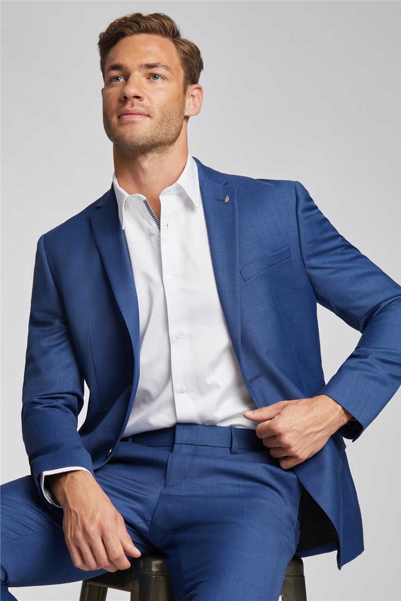  Slim Fit Cobalt Sharkskin Trousers